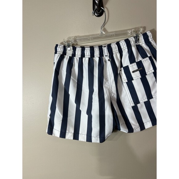 Sunny Patoche Men Swim Shorts Lined Pockets Blue White Striped Size Large - Picture 12 of 13